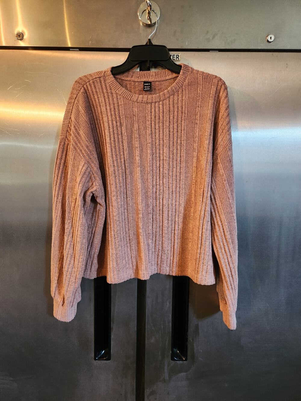SHEIN Women's Peach Ribbed Knit Sweater Size XL Crew Neck